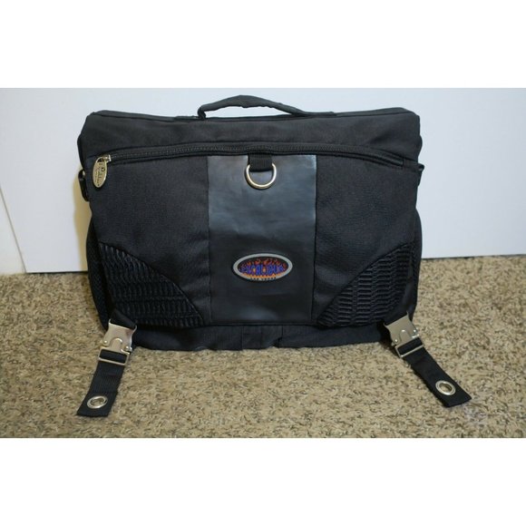 Excalibur Casino Hotel Las Vegas Messenger Laptop Bag Black Zipper Metal Buckles - Picture 1 of 6